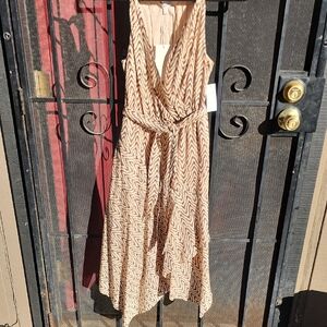 Joie Tan Patterned High Low Dress